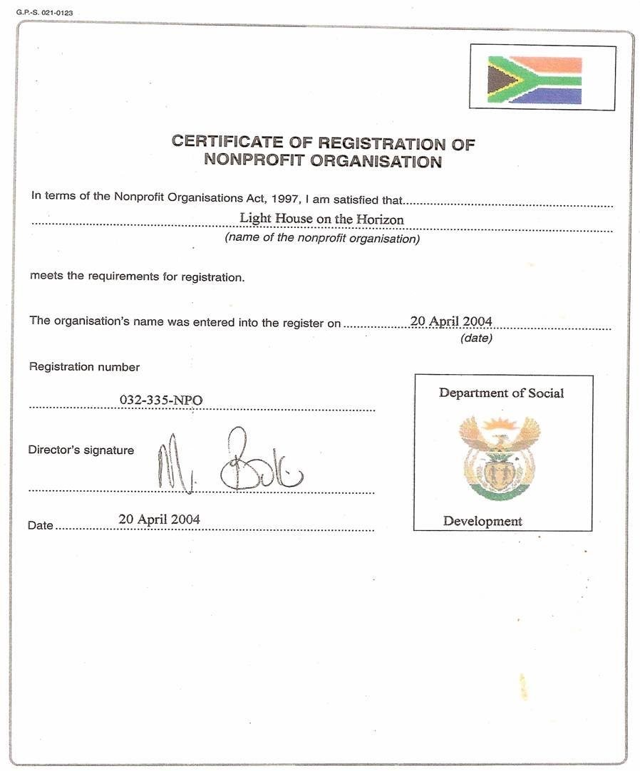 Click here to view our NPO Certificate